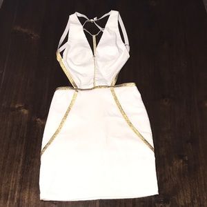 Tobi white and gold mini dress size small